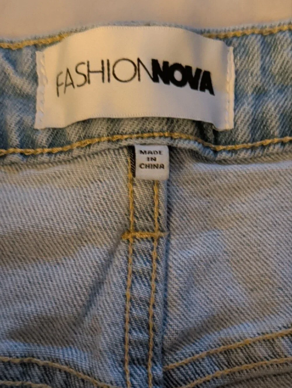 Fashion Nova Light Blue Frayed Denim Shorts